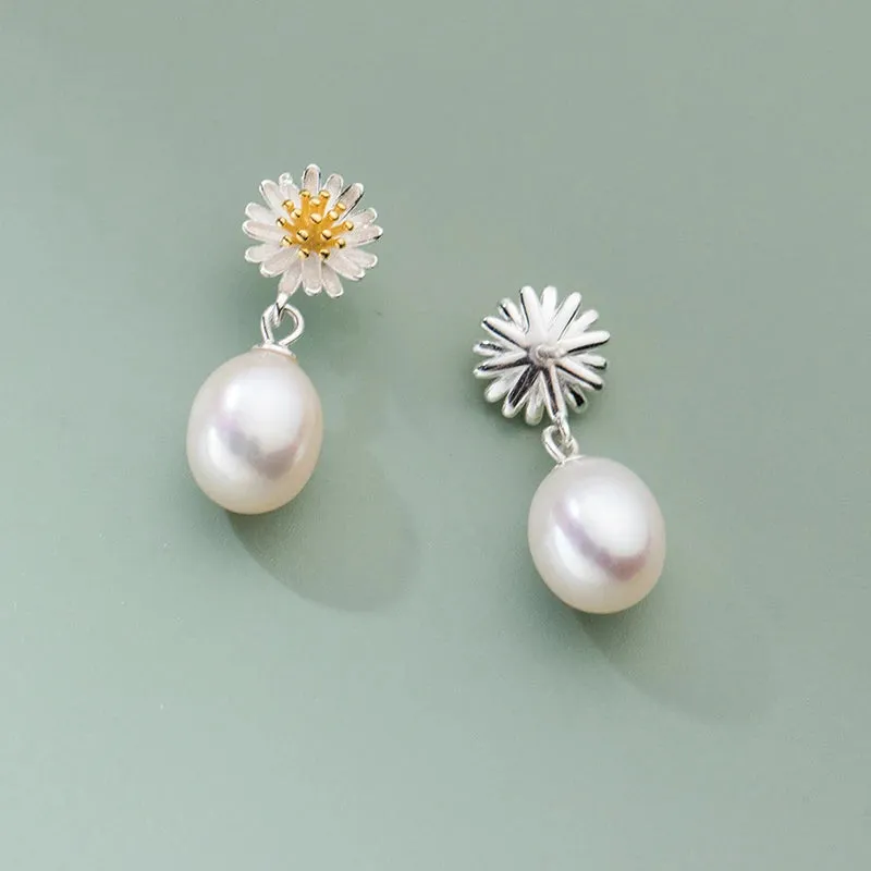 Royal Dahlia Pearl Earrings