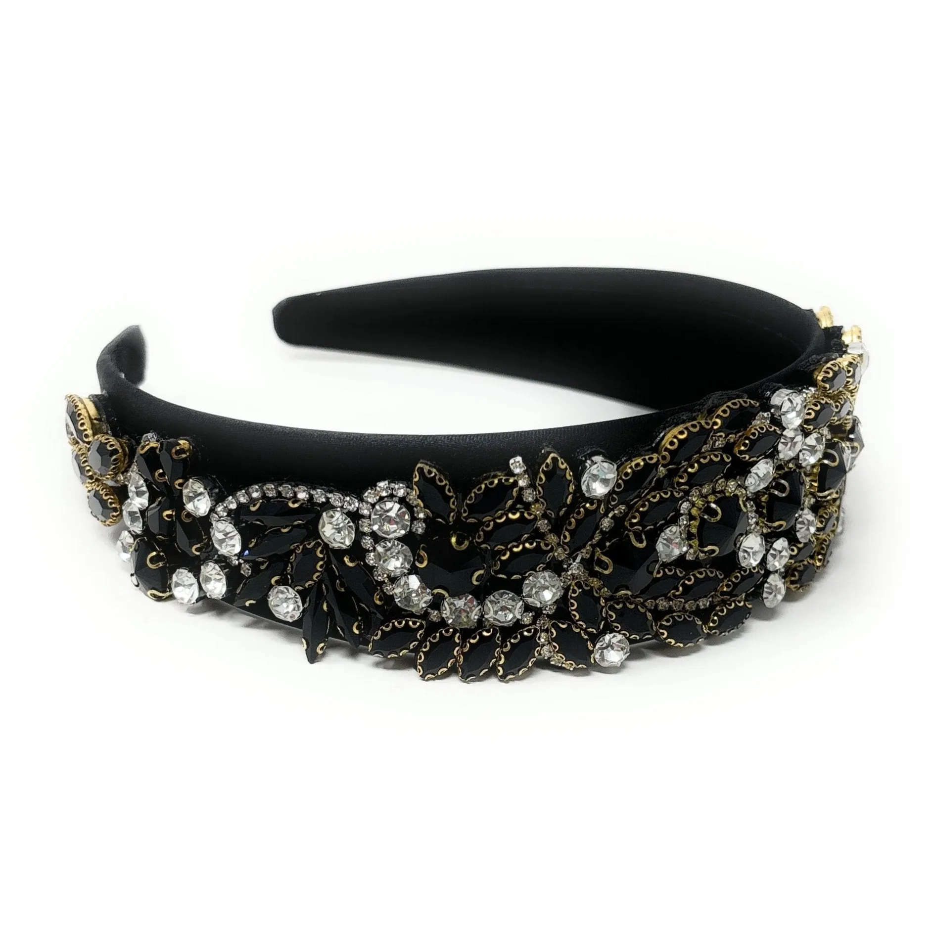 Sarah Embellished Black Baroque Headband