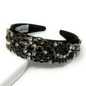 Sarah Embellished Black Baroque Headband