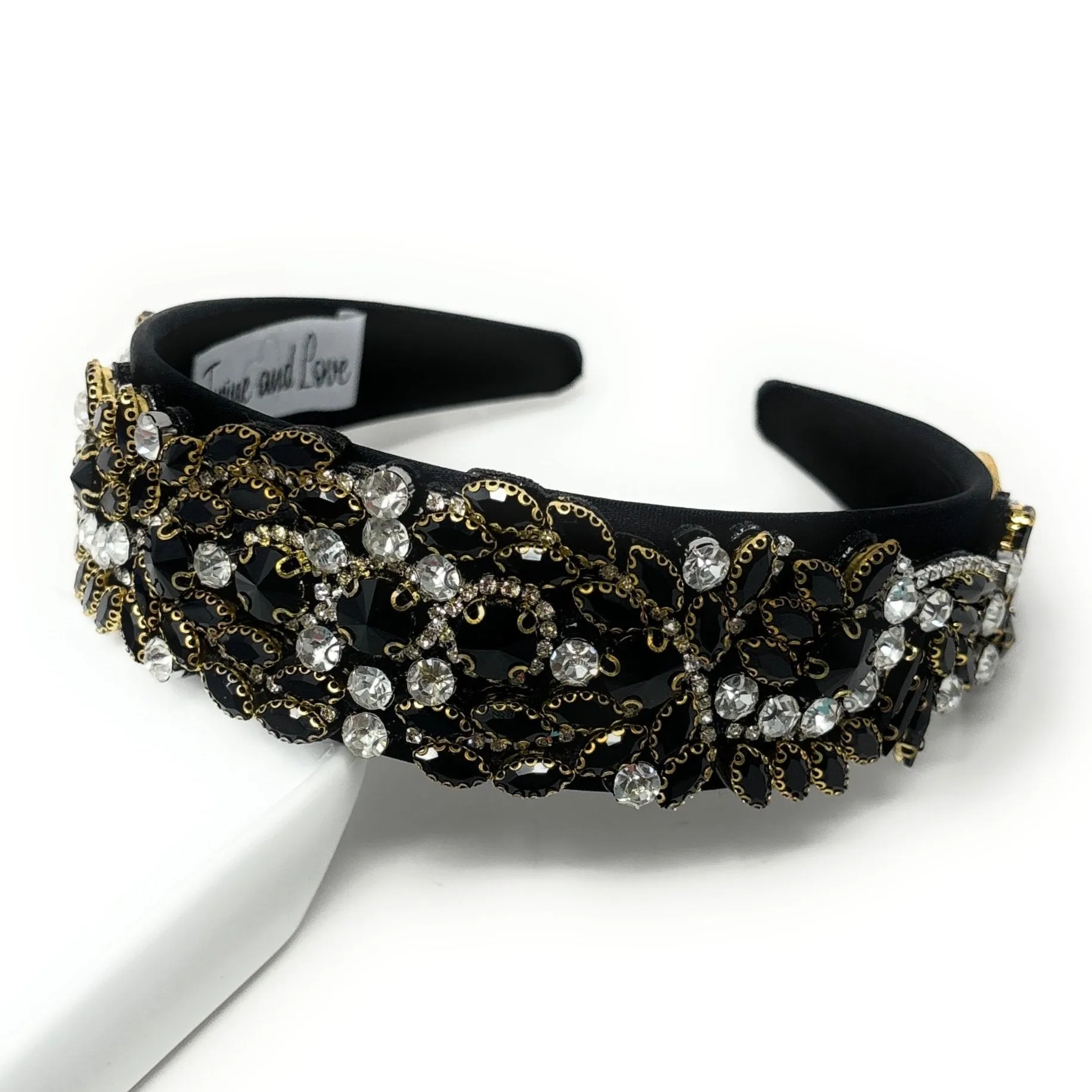 Sarah Embellished Black Baroque Headband