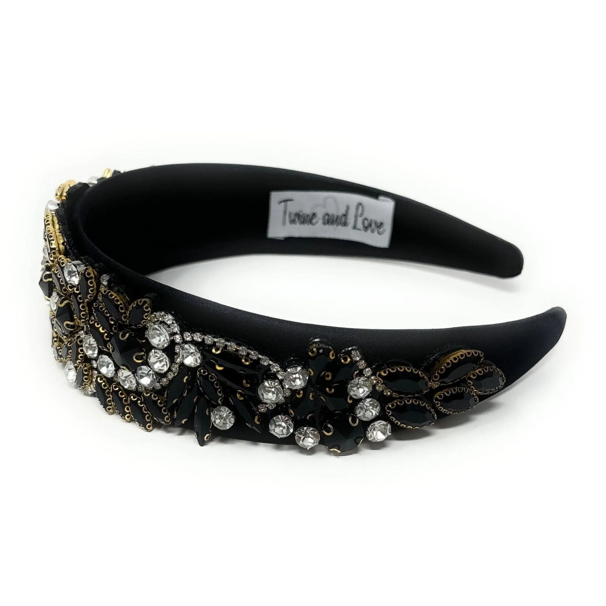 Sarah Embellished Black Baroque Headband