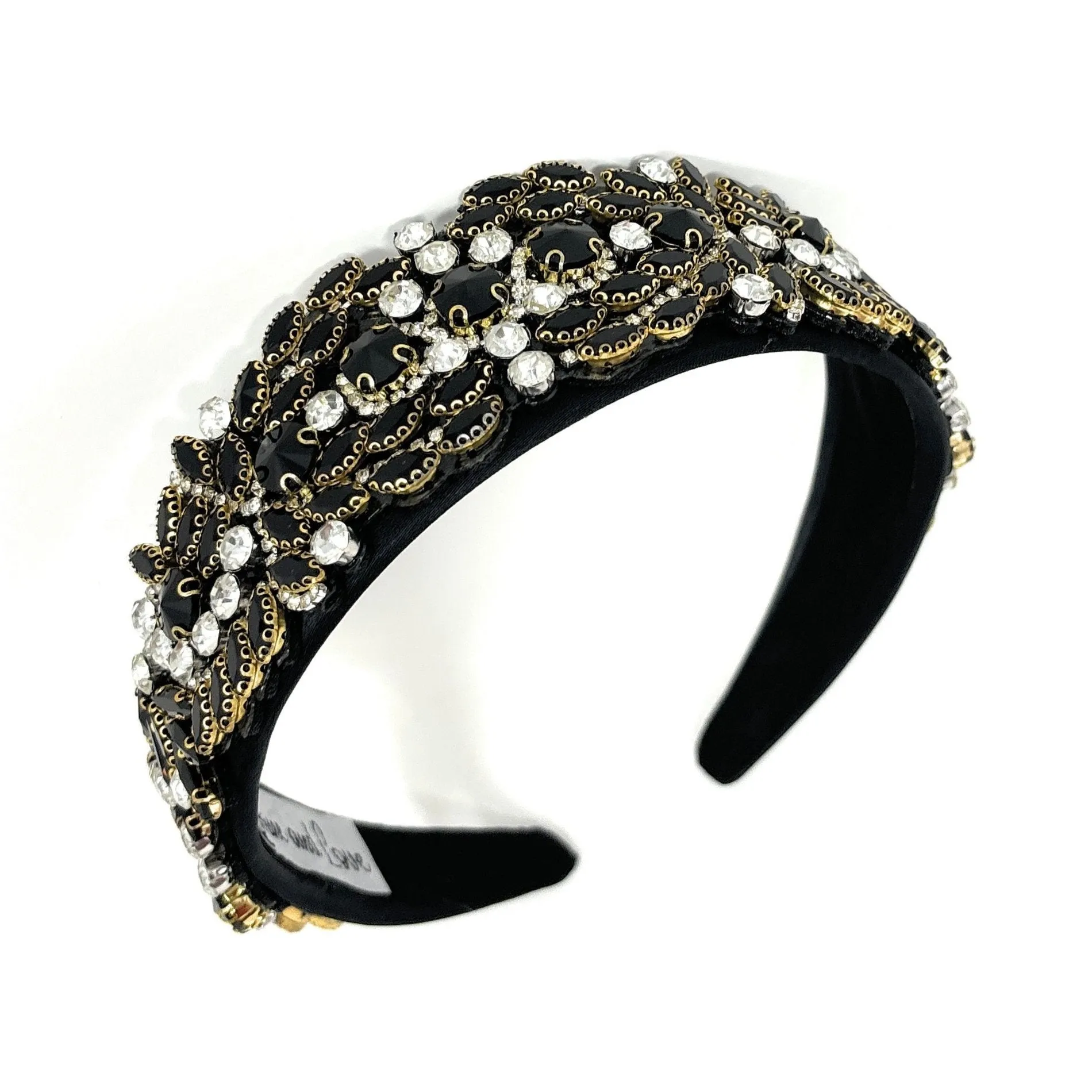 Sarah Embellished Black Baroque Headband