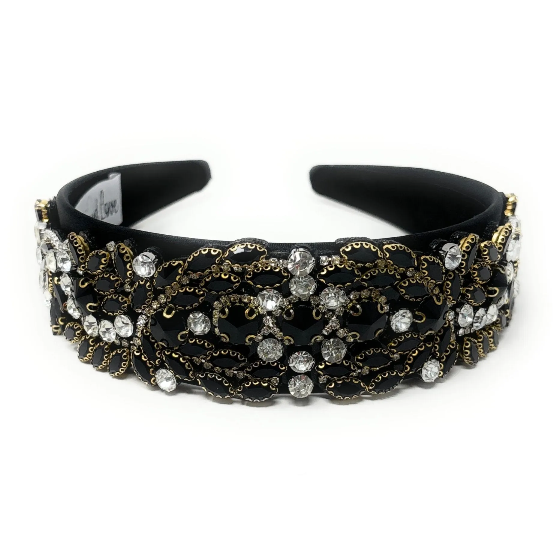 Sarah Embellished Black Baroque Headband