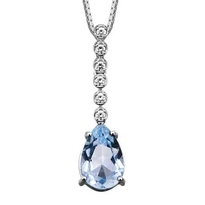 Silver blue and White Topaz Pendant