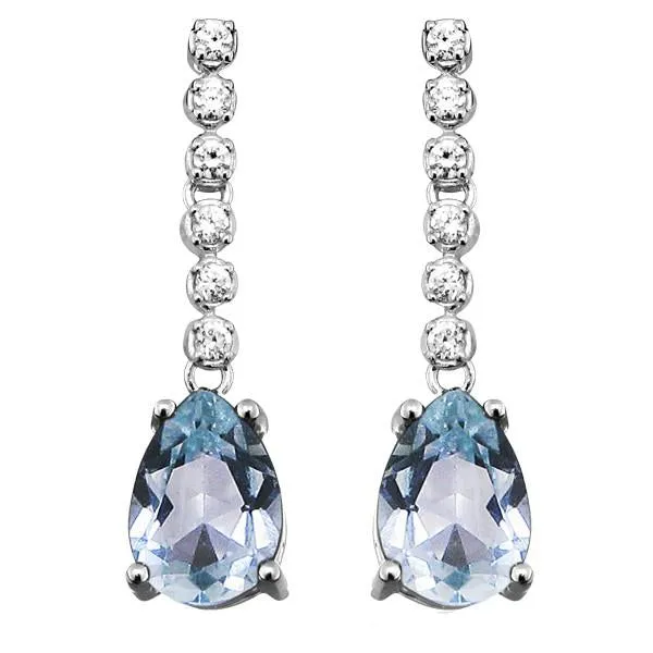 Silver Blue Topaz and White Topaz Earrings
