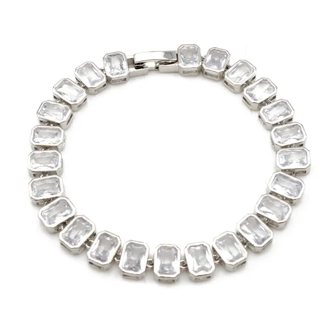 Silver Cubic Zirconia Studded Tennis Bracelet