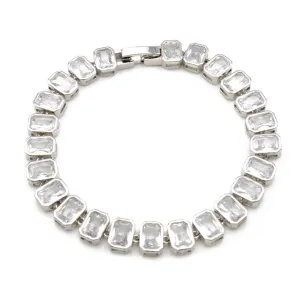 Silver Cubic Zirconia Studded Tennis Bracelet