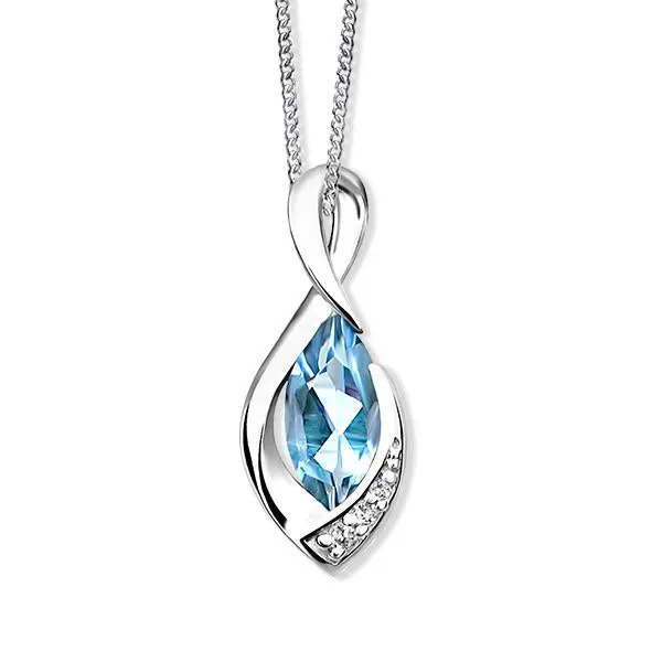Silver Sky Blue Topaz And White Topaz Pendant