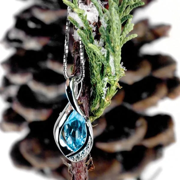 Silver Sky Blue Topaz And White Topaz Pendant