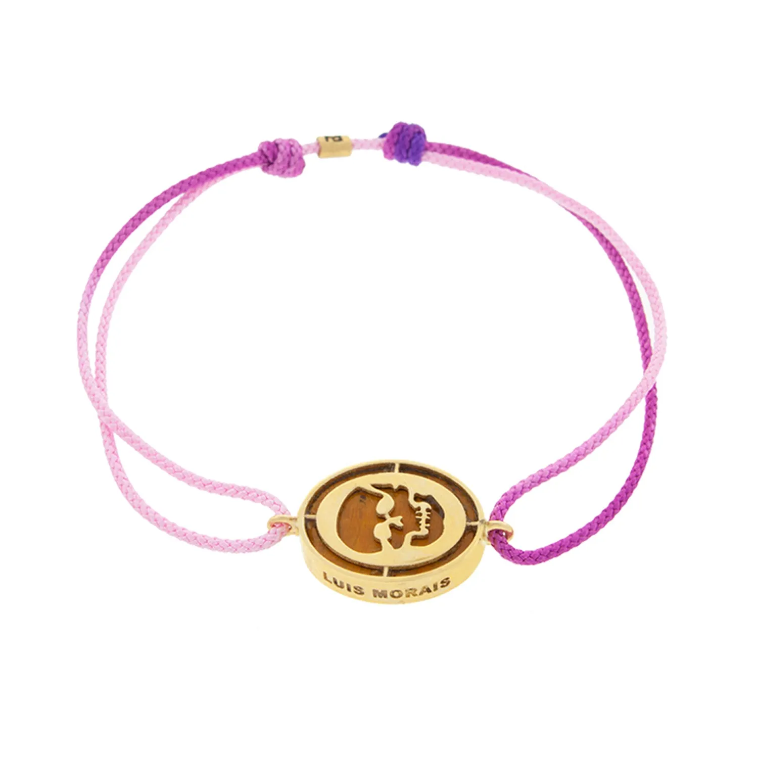 Skull Medallion with Tiger's Eye on a Purple Ombre Cord Bracelet