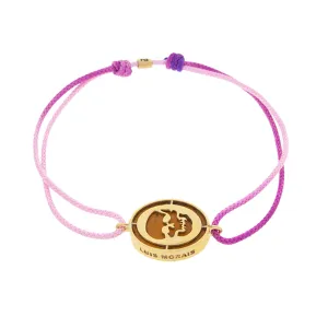 Skull Medallion with Tiger's Eye on a Purple Ombre Cord Bracelet