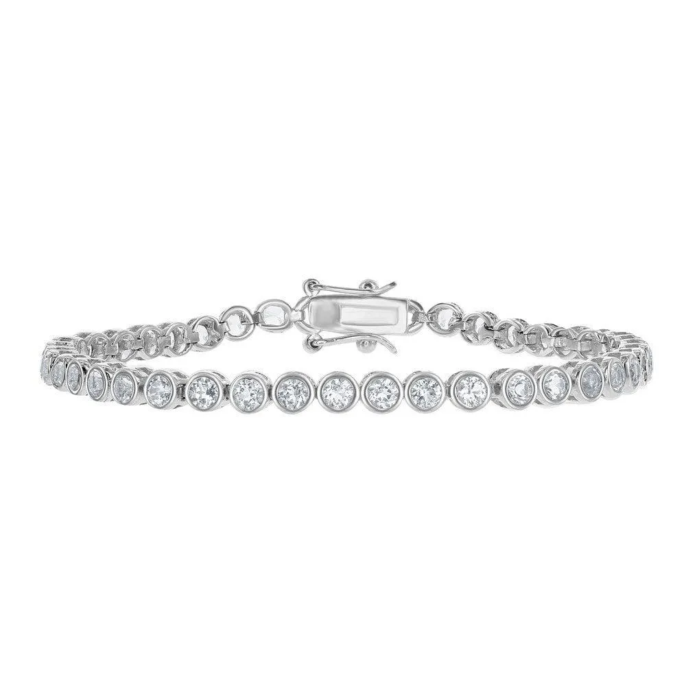 Sterling Silver 4mm Round Tennis Bracelet, 7.25"