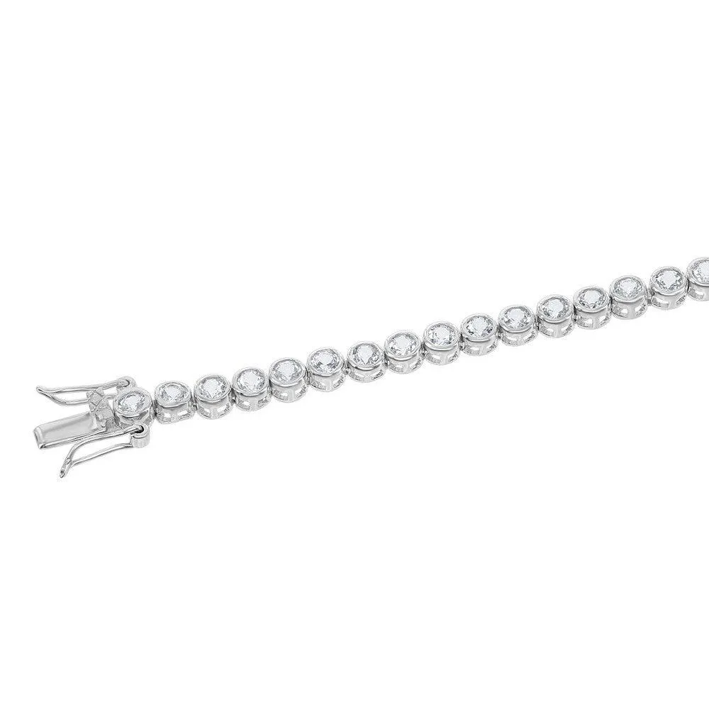 Sterling Silver 4mm Round Tennis Bracelet, 7.25"