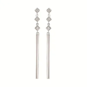 Sterling Silver Diamond Bar Dangle Earrings