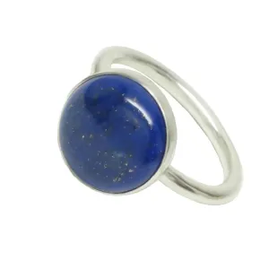 Sterling Silver Lapis Lazuli Round Cabochon Ring Size 6.5