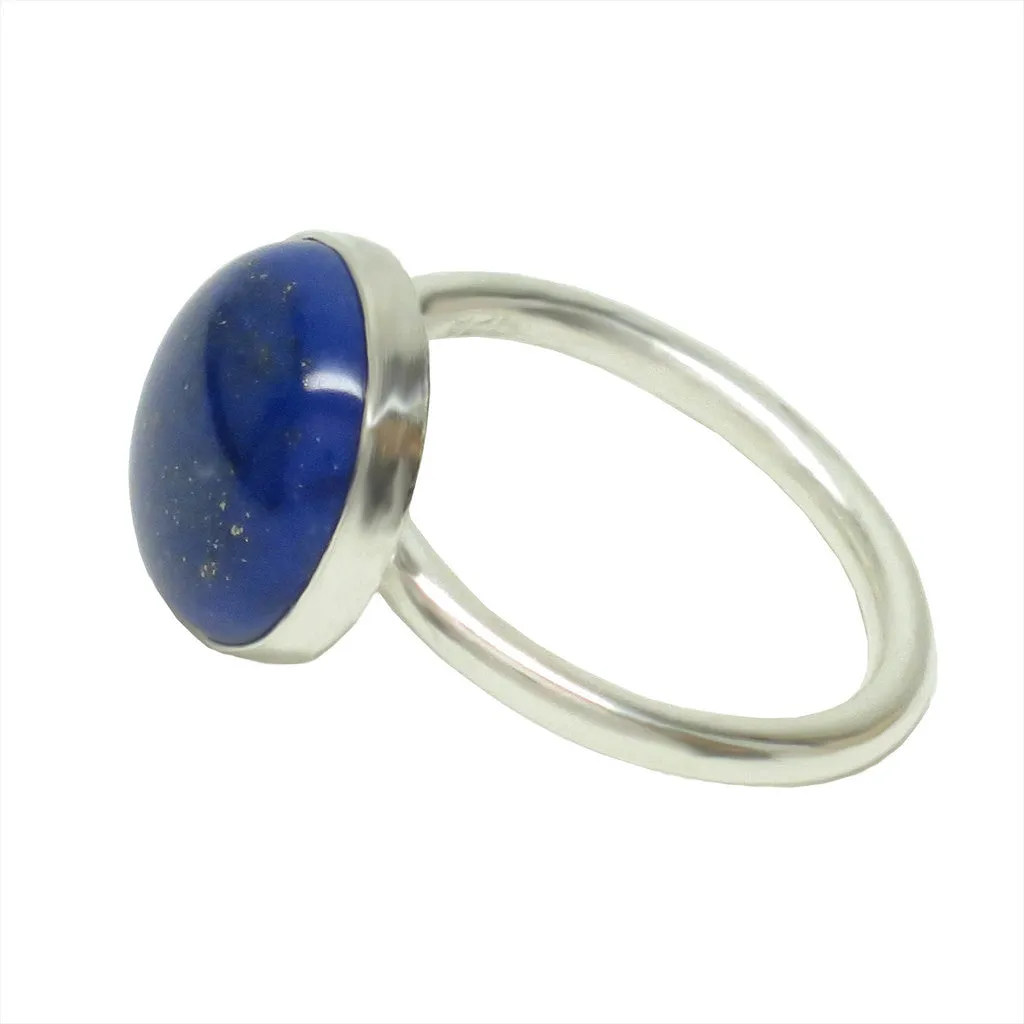 Sterling Silver Lapis Lazuli Round Cabochon Ring Size 6.5