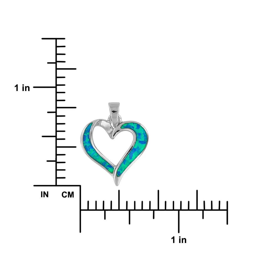 Sterling Silver Synthetic Blue Opal Open Heart Pendant Necklace, 18"