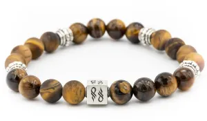 Sterling Silver Tigers Eye Gloss & Matte Balinese Natural Gemstone Bracelet