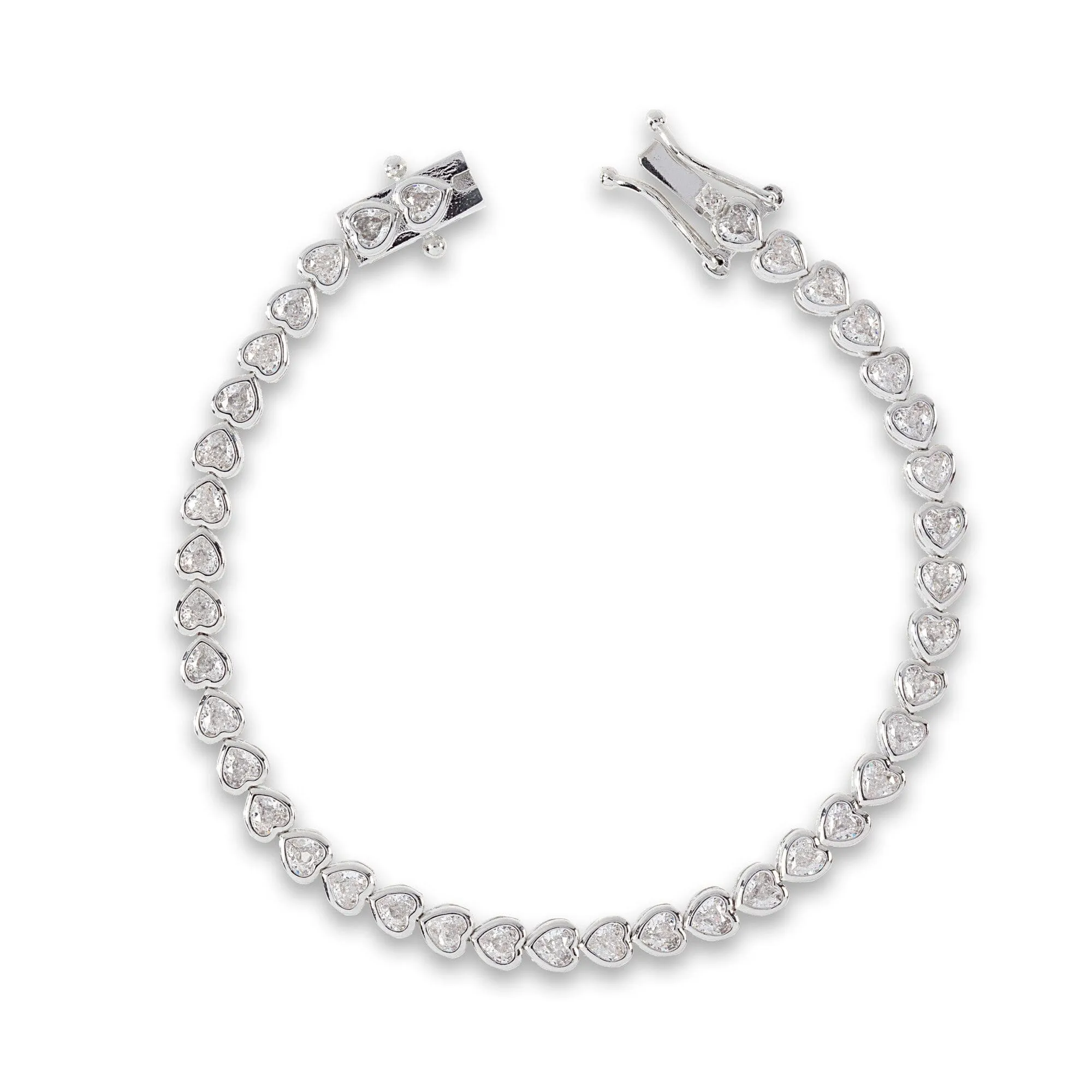 Sterling Silver White Topaz Heart Tennis Bracelet: The Leticia