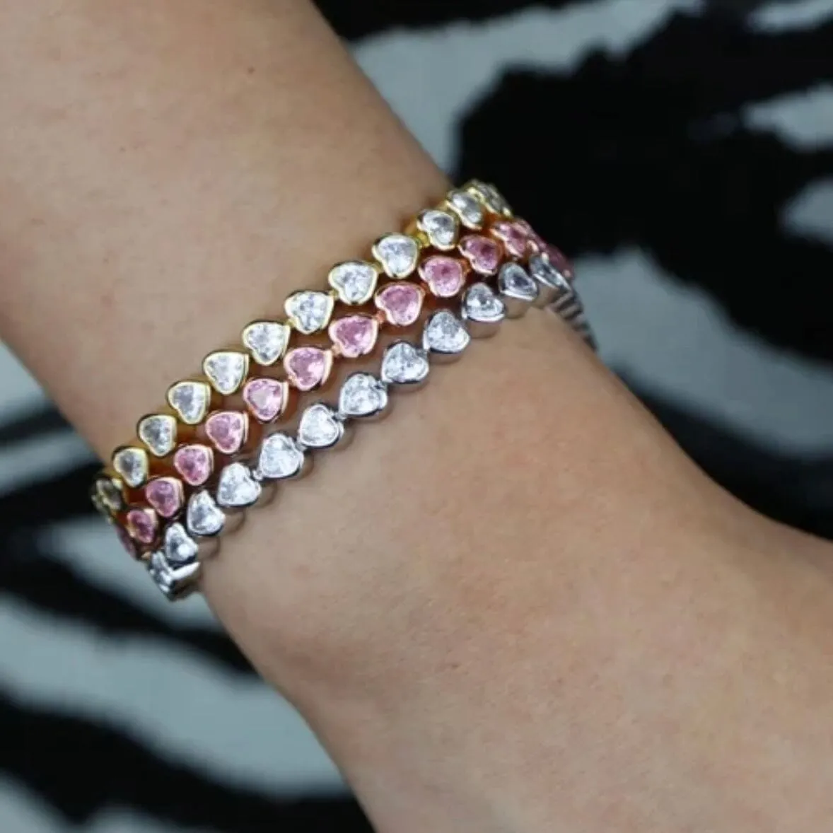 Sterling Silver White Topaz Heart Tennis Bracelet: The Leticia