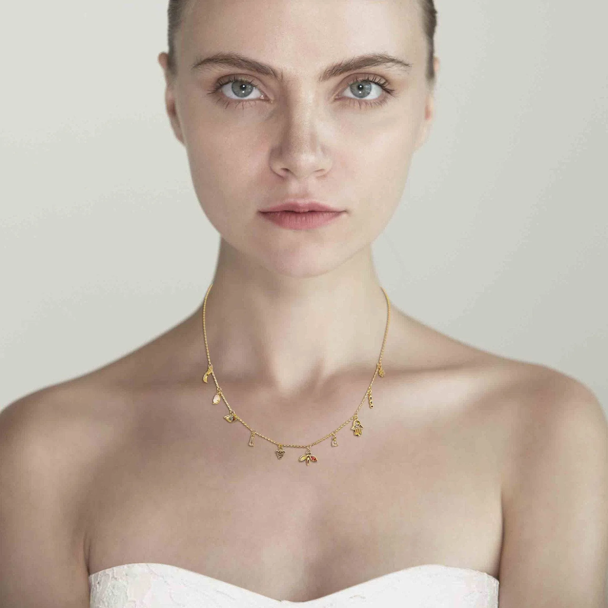 TAI HAMSA GOLD CHARM  NECKLACE