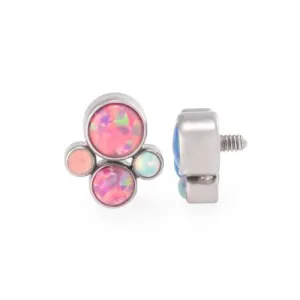 Tilum 14g-12g Internally Threaded Bubble Cluster Top - Choose 4mm Opal - Price Per 1