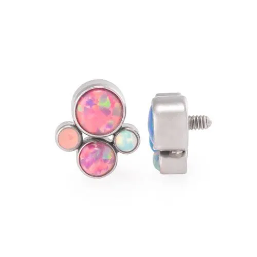 Tilum 14g-12g Internally Threaded Bubble Cluster Top - Choose 4mm Opal - Price Per 1