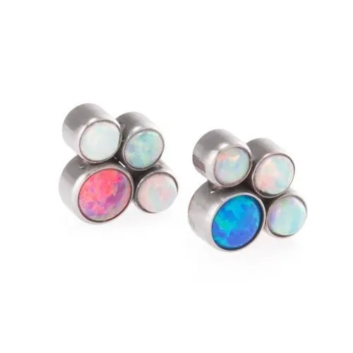 Tilum 14g-12g Internally Threaded Paw Print Cluster Top - Choose 4mm Opal - Price Per 1