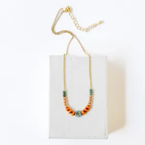 Tiny Blue Flower and Bead Necklace-WS