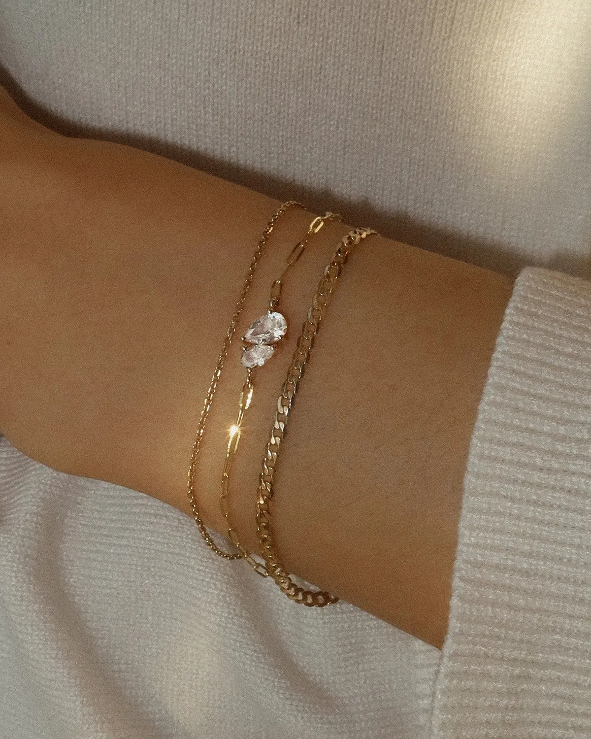 Toi Et Moi Bracelet | 14K Gold & White Topaz