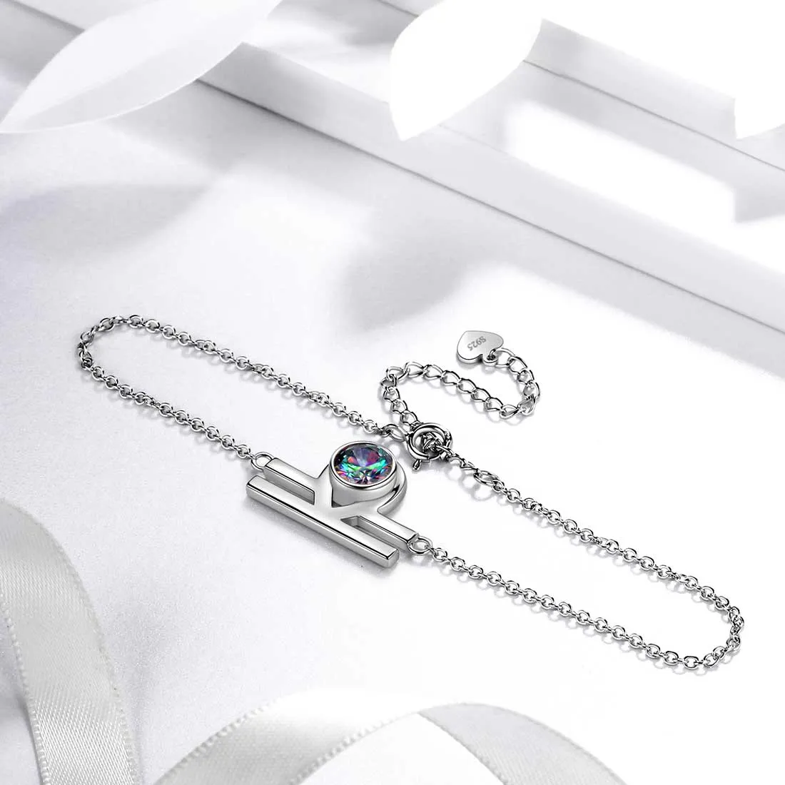 Tokyo Mart Libra Bracelet Women Girls Jewelry Birthday Gift Mystic Topaz Sterling Silver