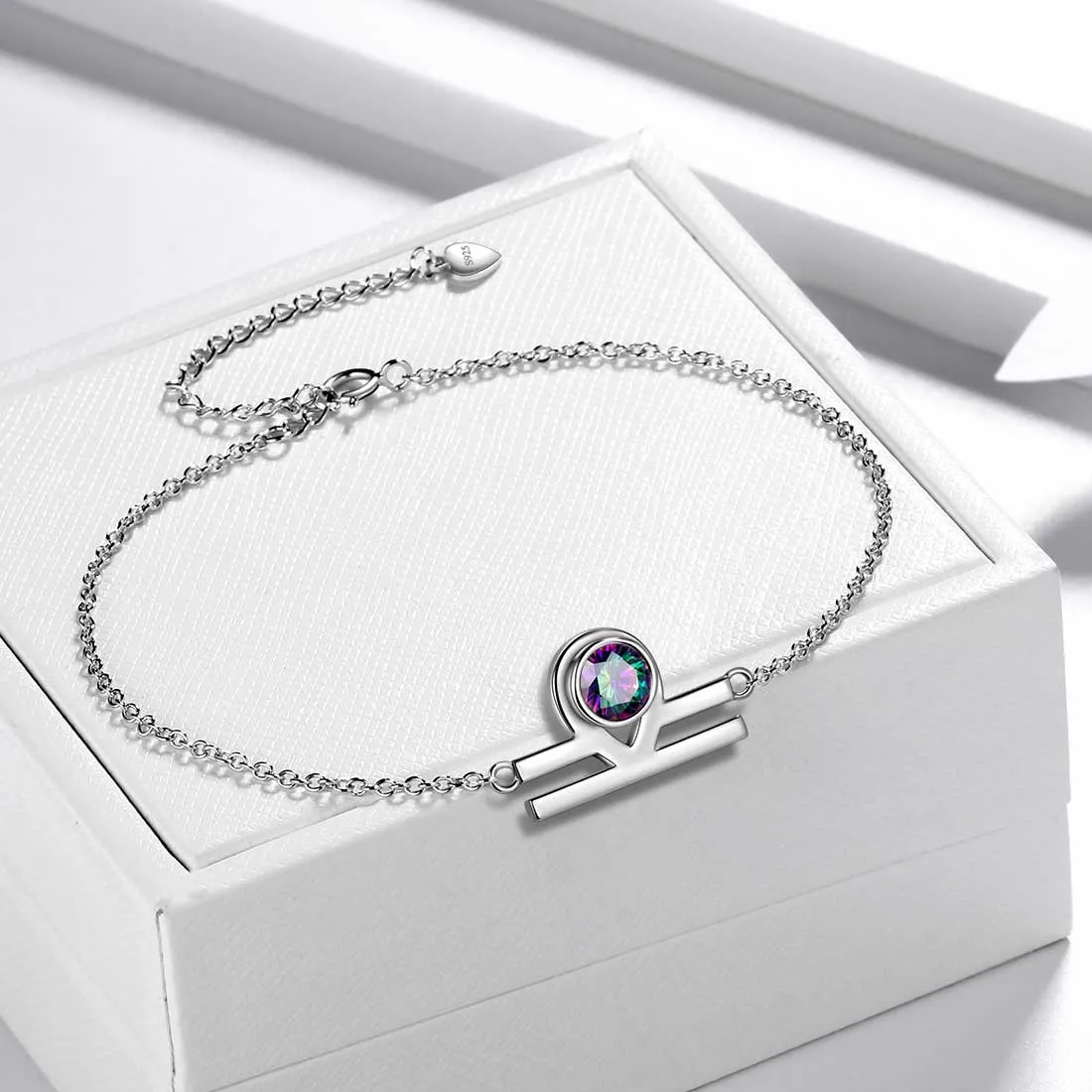 Tokyo Mart Libra Bracelet Women Girls Jewelry Birthday Gift Mystic Topaz Sterling Silver