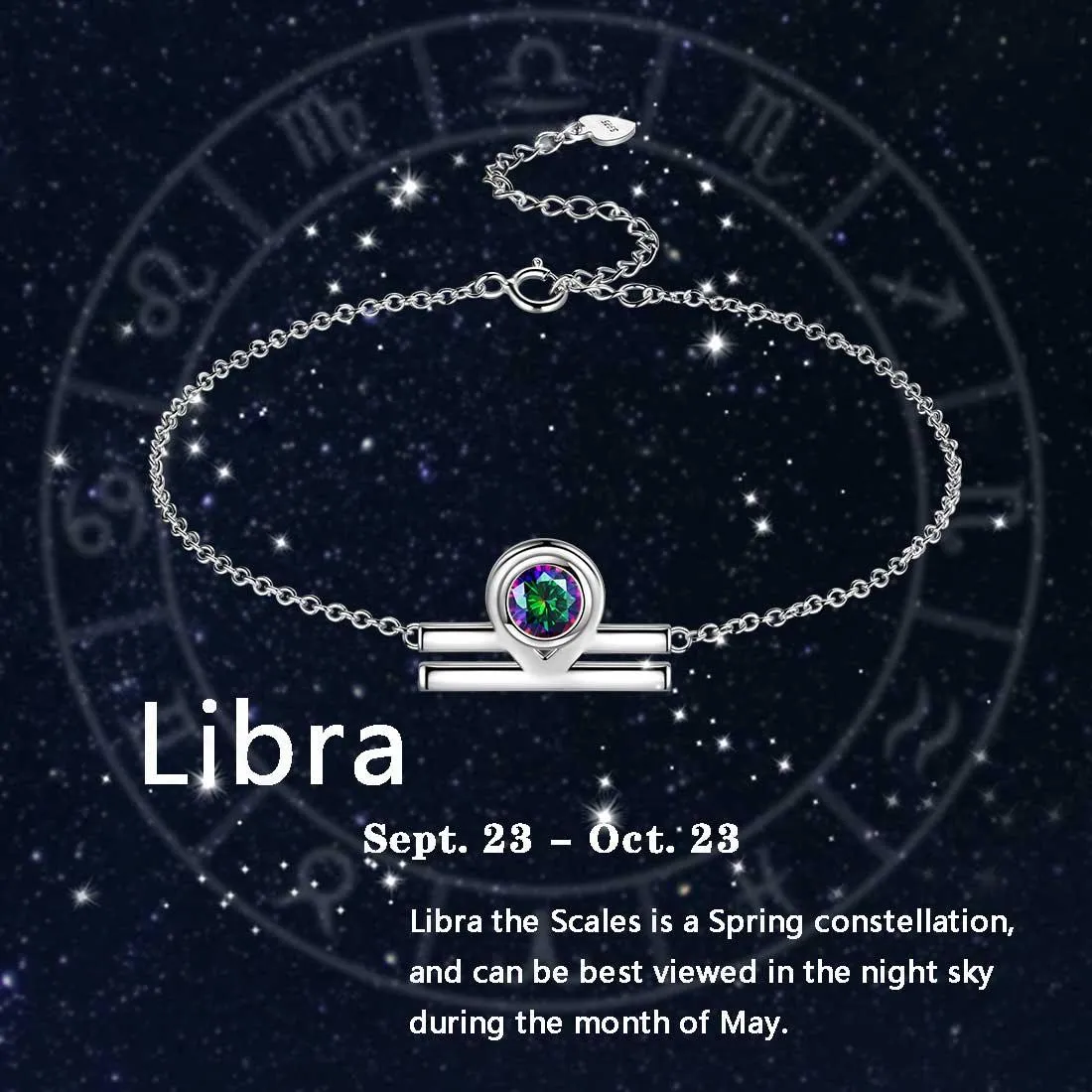 Tokyo Mart Libra Bracelet Women Girls Jewelry Birthday Gift Mystic Topaz Sterling Silver