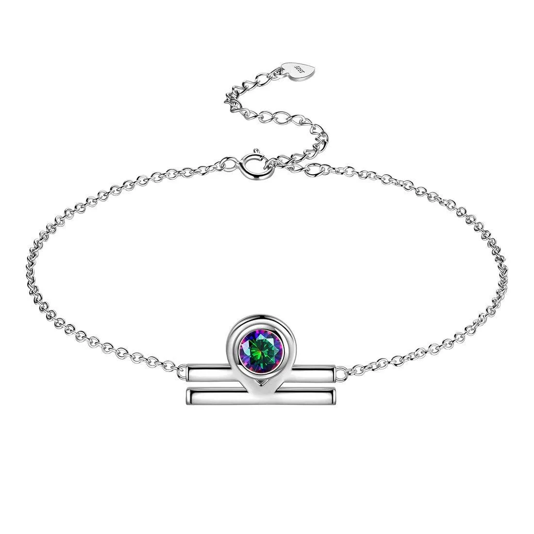 Tokyo Mart Libra Bracelet Women Girls Jewelry Birthday Gift Mystic Topaz Sterling Silver