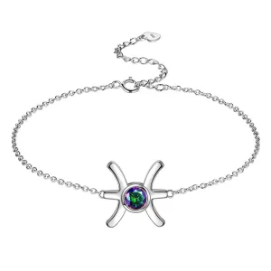 Tokyo Mart Pisces Bracelet Women Girls Jewelry Birthday Gift Mystic Topaz Sterling Silver
