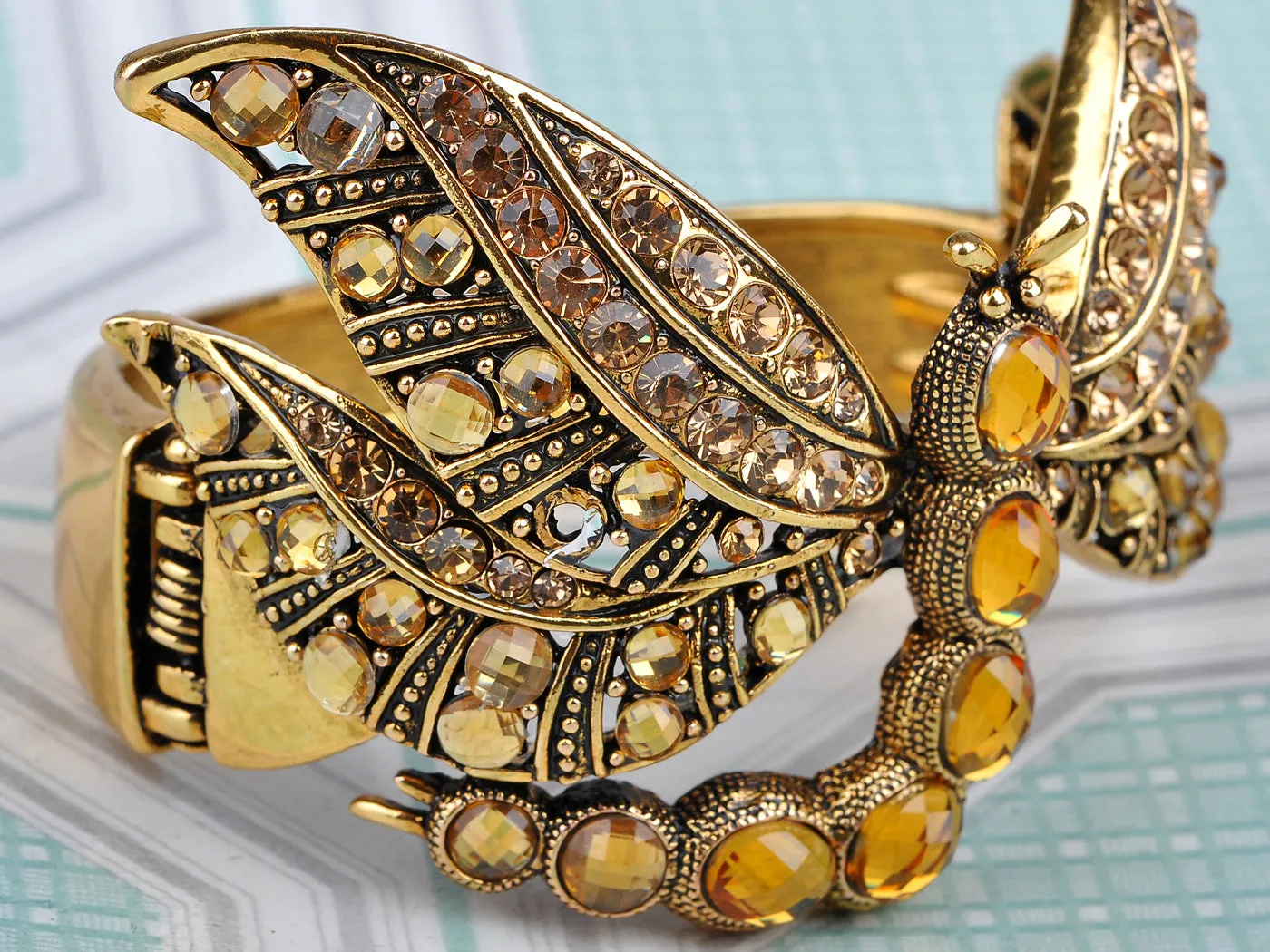 Topaz Dragonfly Bracelet Bangle Cuff