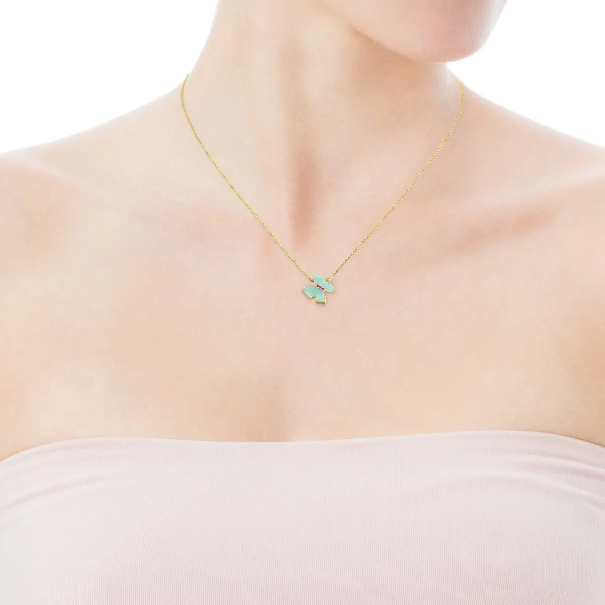 Tous Gold with Amazonite and Ruby Vita Necklace 918532040