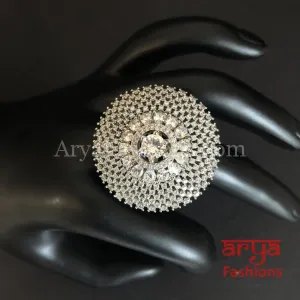 Trisha Cubic Zirconia Statement Silver Cocktail Ring