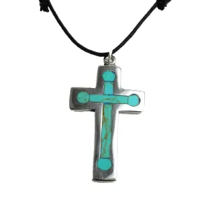 Turquoise and Alpaca Silver Cross Necklace Artisana
