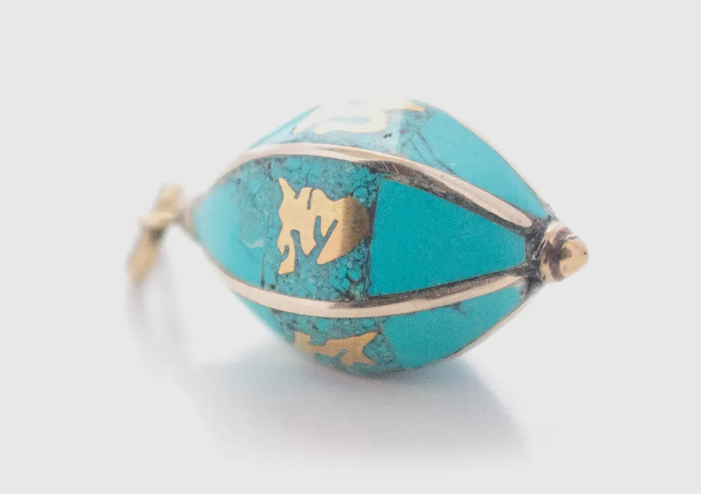 Turquoise Inlaid Om Mani Mantra Pendant