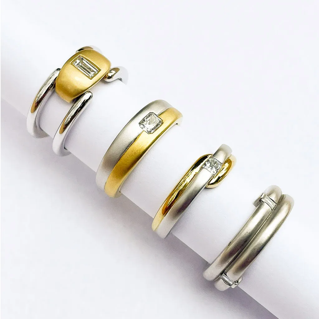 Two Tone Radiant Cut Diamond Ring