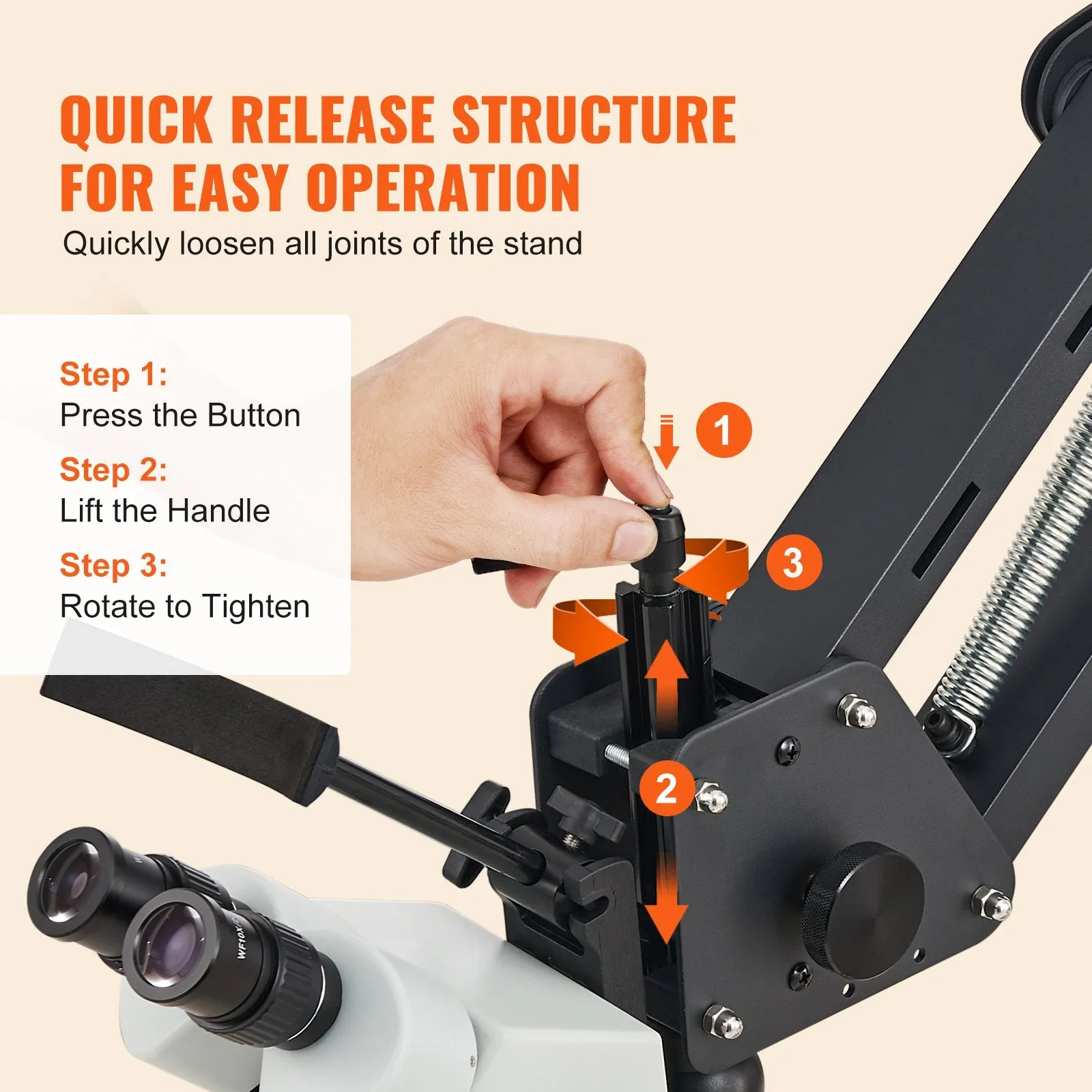 Vevor Multi-Directional Microscope with Spring Bracket and Ring Light 7X-45X Magnification New