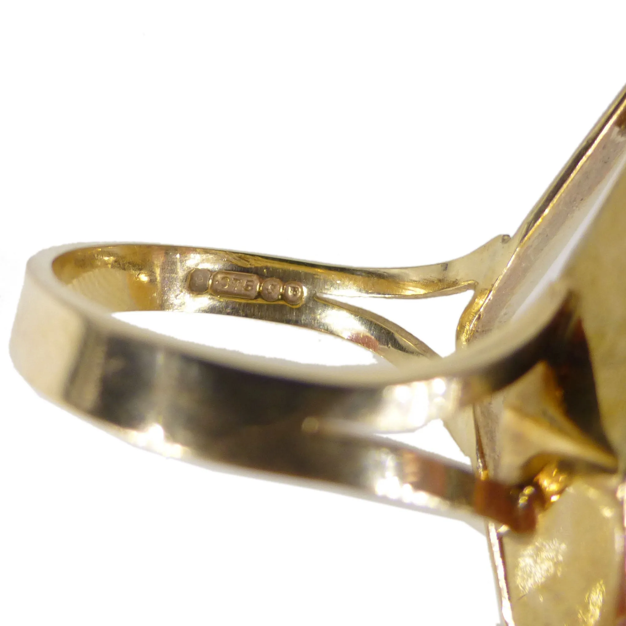 Vintage 1970s 9ct Gold Smokey Quartz Cocktail Ring