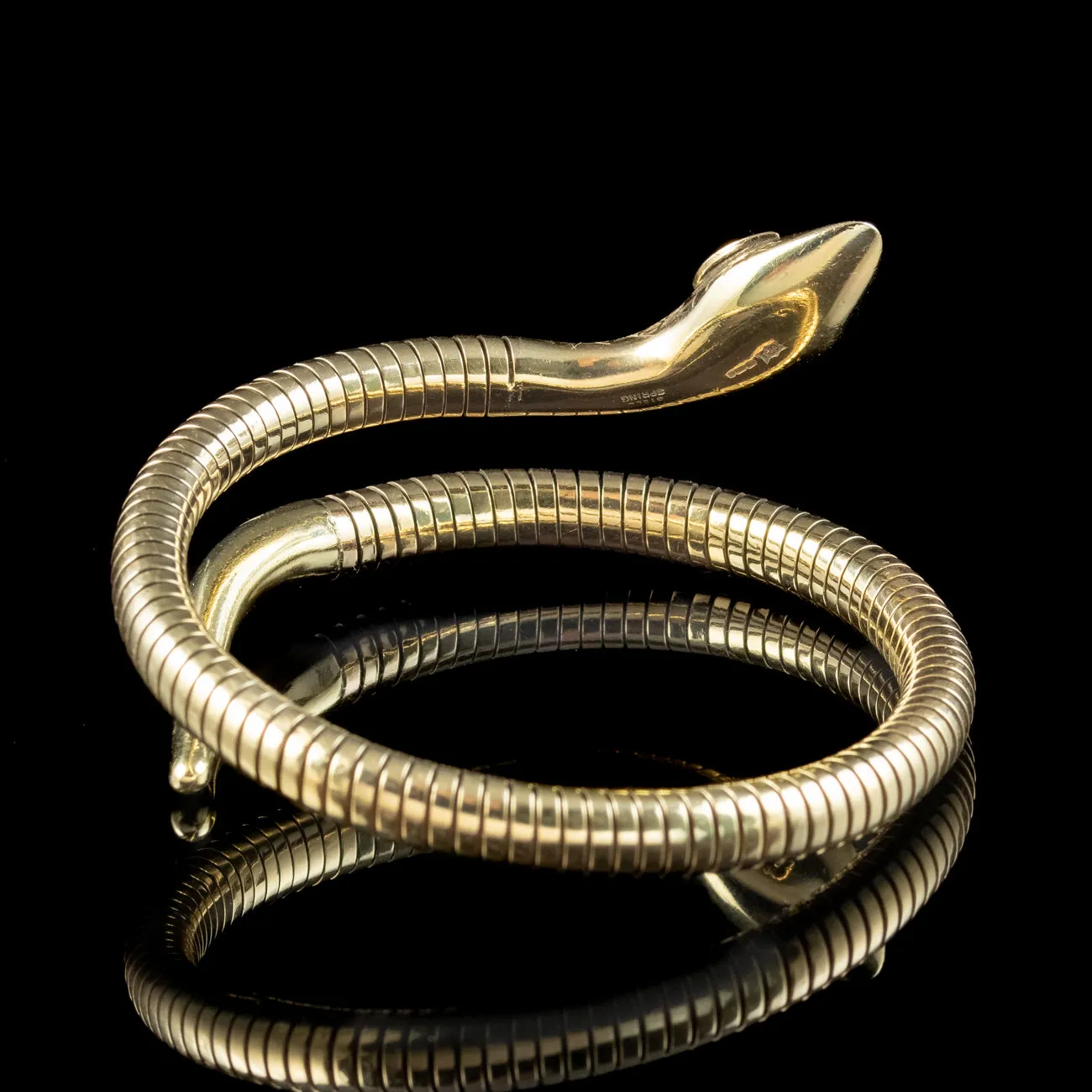 Vintage 9ct Gold Snake Bangle Ruby Eyes