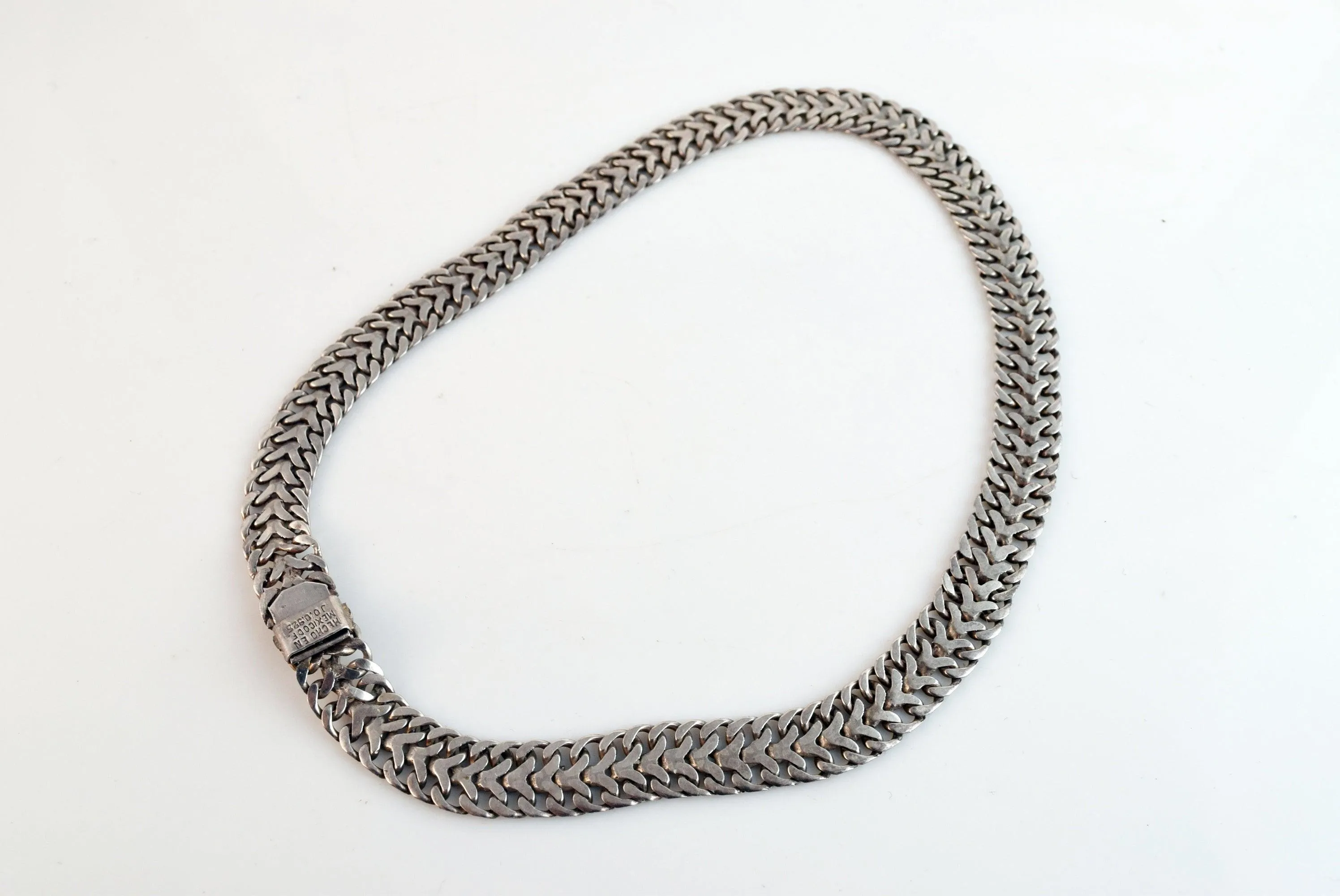 Vintage Petite Mexican Silver Choker Necklace