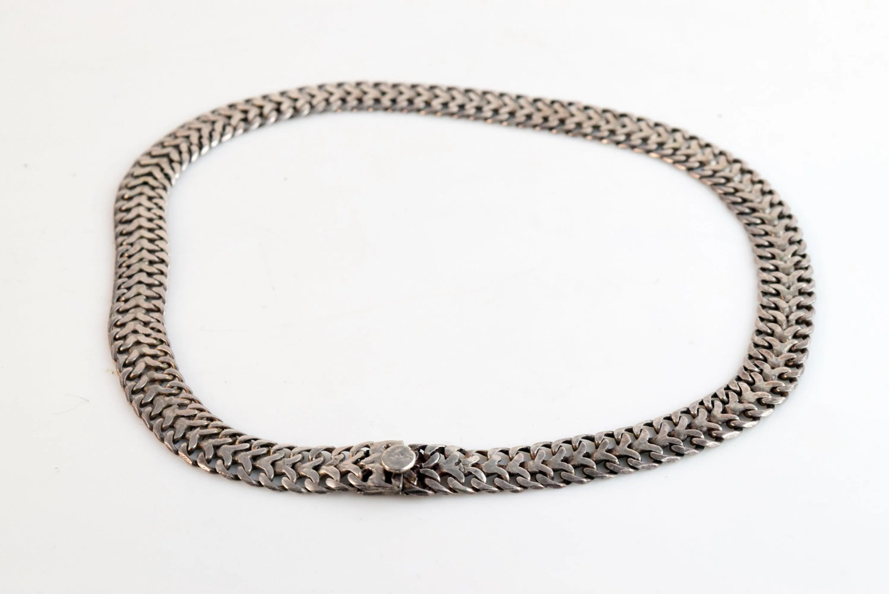 Vintage Petite Mexican Silver Choker Necklace