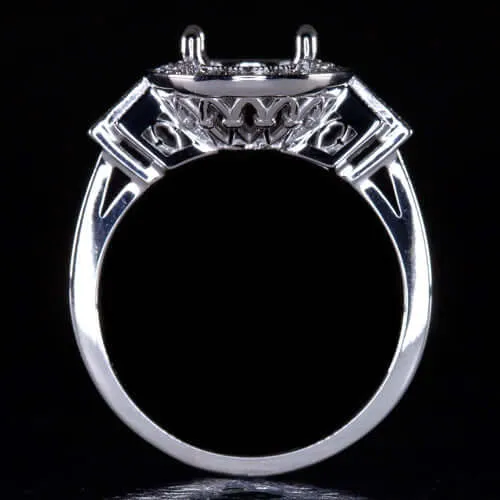 VINTAGE STYLE ART DECO DIAMOND HALO ENGAGEMENT RING SETTING OVAL 10x8 3ct MOUNT