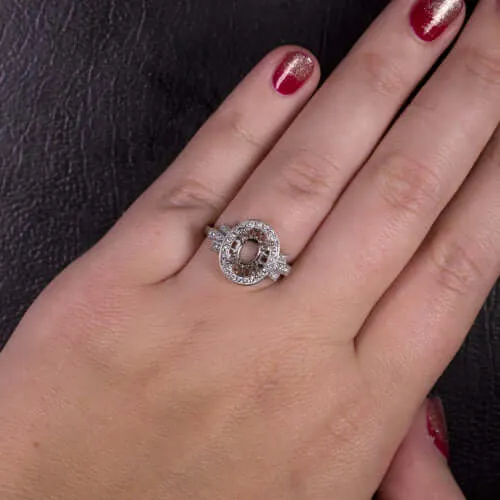 VINTAGE STYLE ART DECO DIAMOND HALO ENGAGEMENT RING SETTING OVAL 10x8 3ct MOUNT
