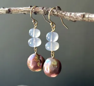 VIOLET AND LILAC SPRING KASUMI PEARL EARRINGS IN 14K GOLD