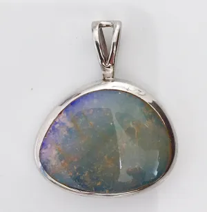 Violet Green solid boulder opal pendant